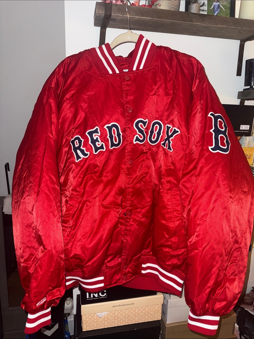 Majestic Red Boston Red Sox World Series Satin Bomber Jacket